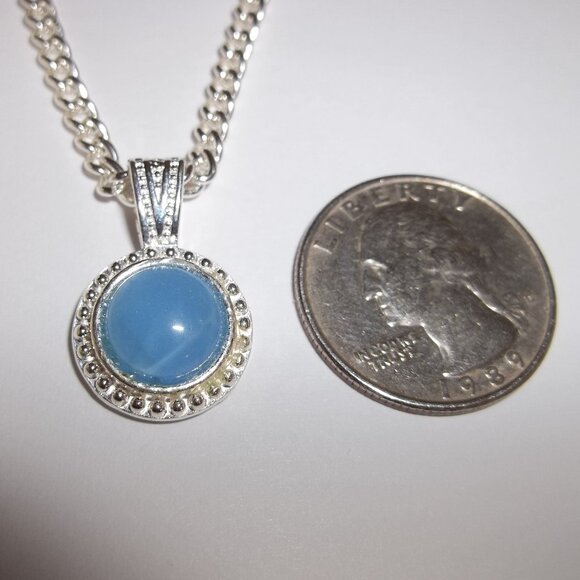 Blue and Silver Necklace Pendant Charm Costume Fashion Jewelry Chain Girl C987 - Picture 2 of 6